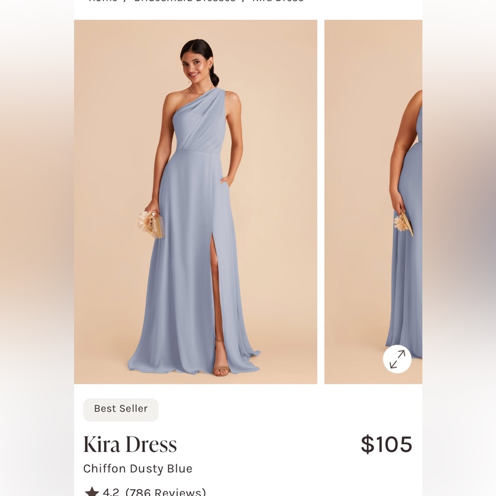 Kira One-Shoulder Chiffon Dress in Dusty Blue